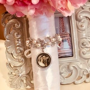 COPY - Silver Round Pearl, Wedding Bouquet Charm, Locket